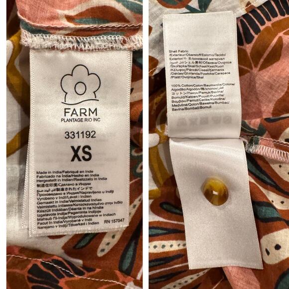 Farm Rio Riad Botanical Blouse Size XS - Picture 12 of 14